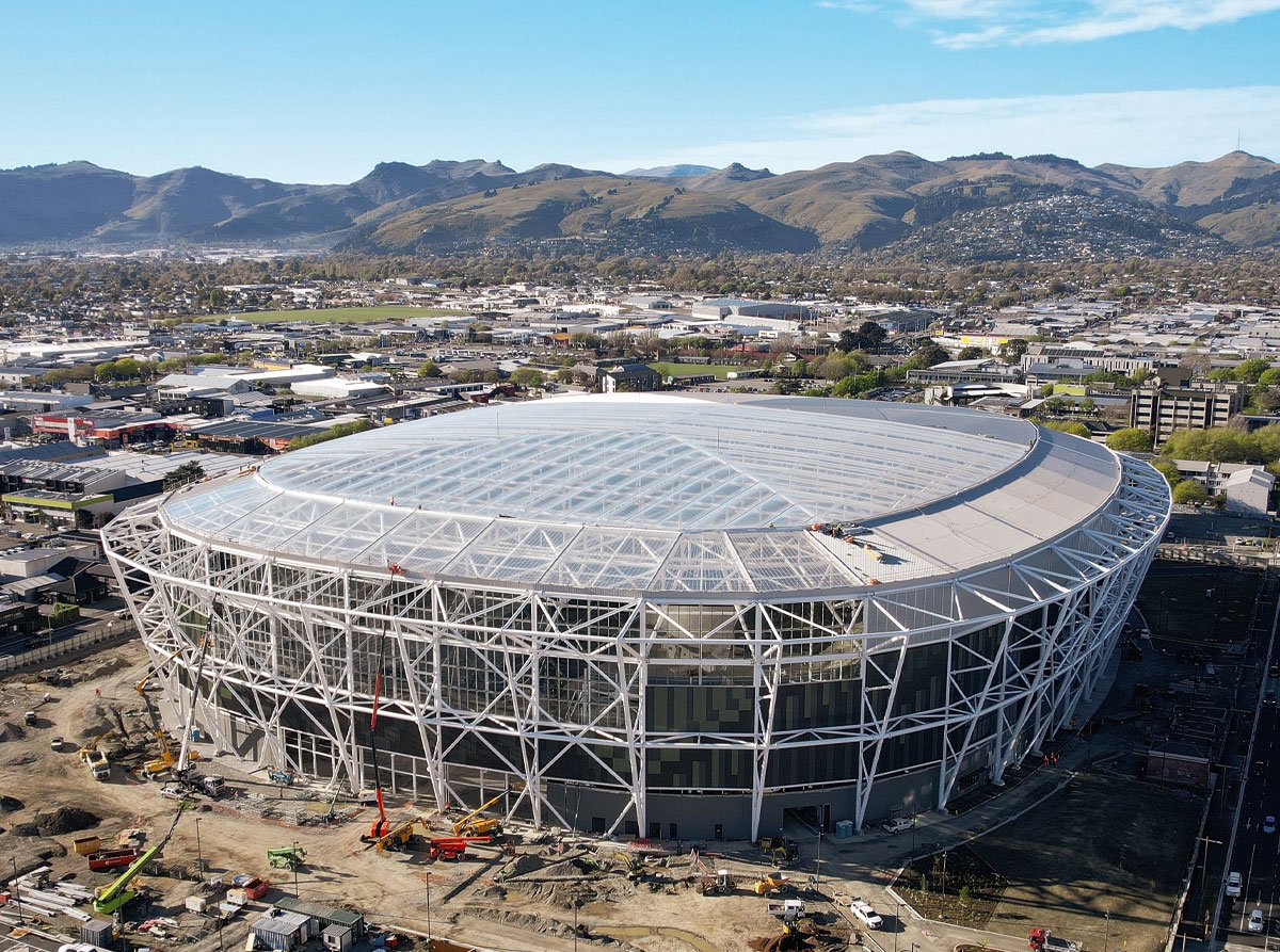 Daytime Aerial View of the One New Zealand Stadium at Te Kaha